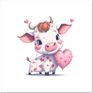 Minimal Cute Baby Cow Posters and Art